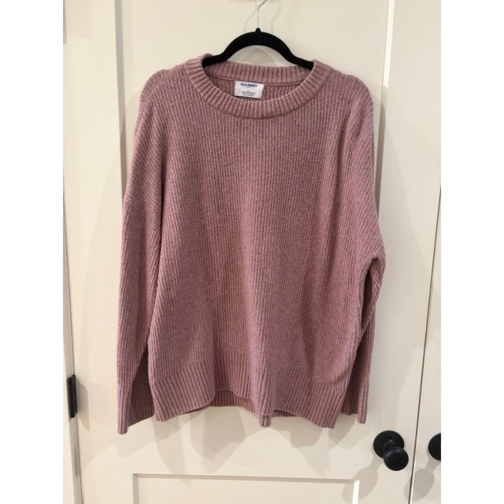 Old Navy SoSoft Ribbed Crew Neck Sweater XL Mauve Pink Heathered Pullover